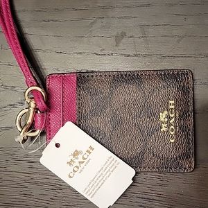 Authentic Coach leather ID/Card lanyard